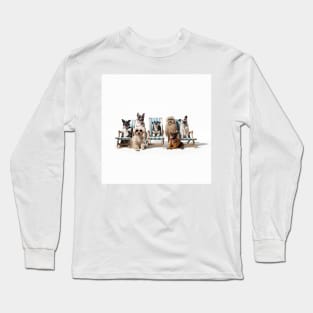 Dogs Sunbathing On Deckchairs Long Sleeve T-Shirt